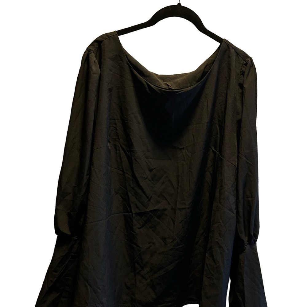 Black Women's Long Sleeve Blouse - Elegant Lightweight Top